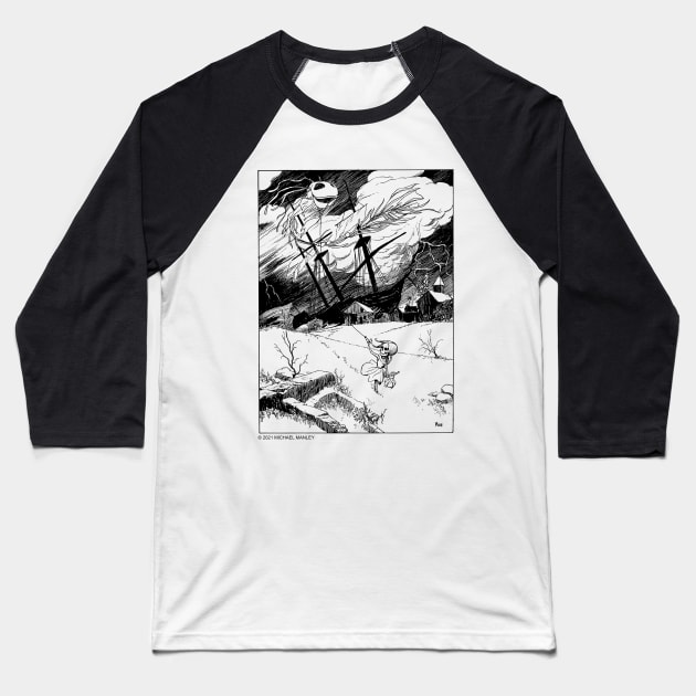 Kite Flying Baseball T-Shirt by drawmanley